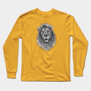 Asiatic lion - big cat - ink illustration Long Sleeve T-Shirt